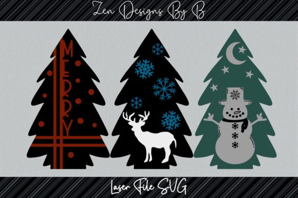 3D Standing Christmas Tree Illustrations for Holiday Content