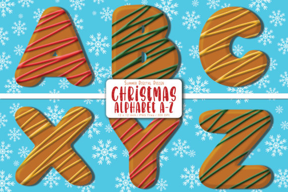 Alphabet Christmas Gingerbread Cookies Illustrations for Branding
