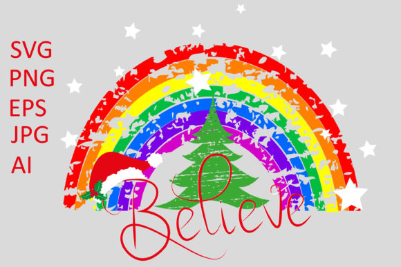 Believe in Santa, Christmas Rainbow Illustration Review