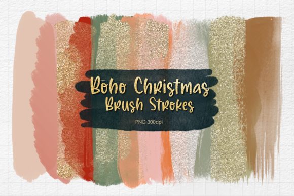 Boho Christmas Brush Clipart Illustrations