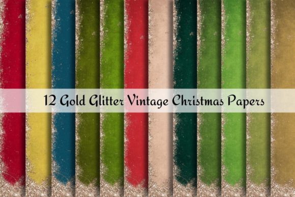 ♡ Bundle of 12 Christmas Vintage Paper for Branding & Illustrations