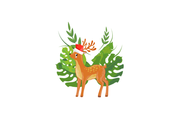 Christmas Animal with Nature Background Illustrations