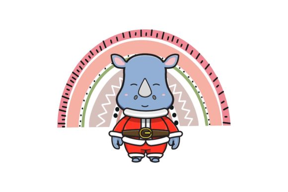 Christmas Animal with Rainbow Boho Illustrations