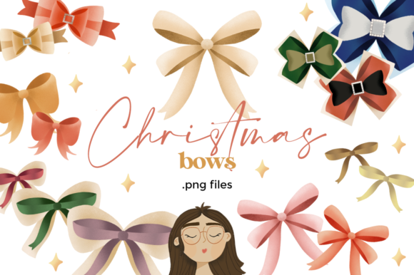 Christmas Bows Clipart Set for Illustrations