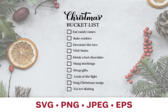 Christmas Bucket List Sign Illustration for Digital Selling