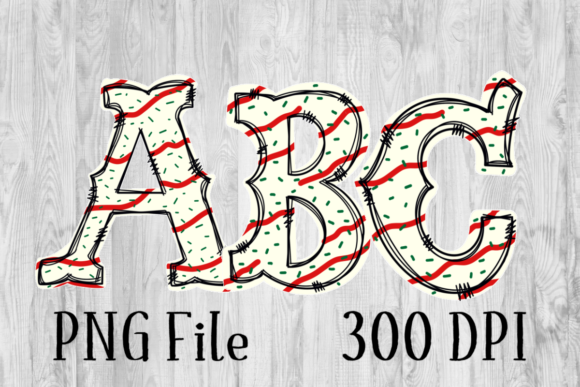 Christmas Cake Messy Letters Illustrations for Digital Products