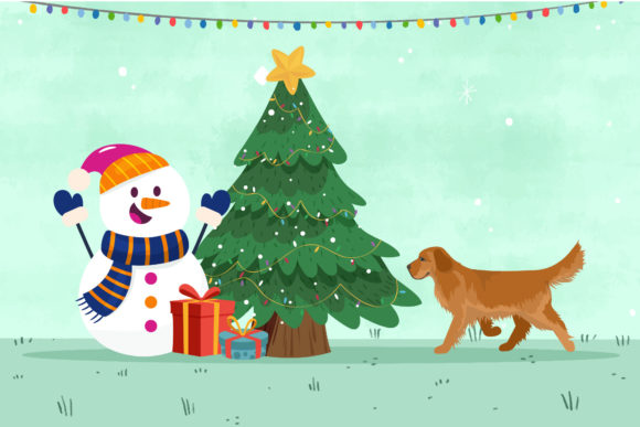 Christmas Dog Illustrations for Festive Design Projects