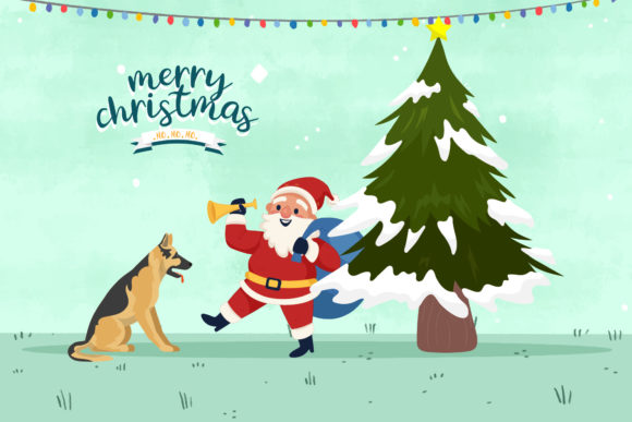 Christmas Dog Santa Illustrations for Festive Design Projects