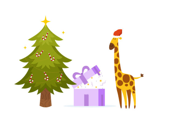 Christmas Giraffe Illustration Cute Review