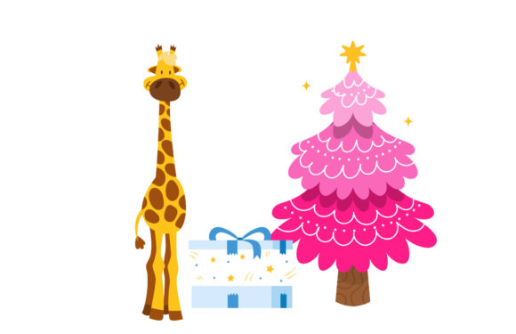 Christmas Giraffe Illustration Gift