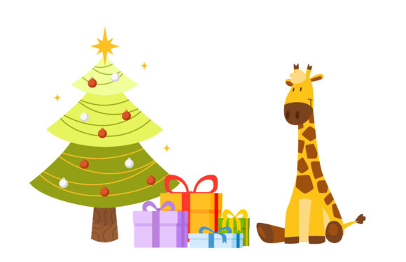 Christmas Giraffe Illustration Xmas for Creative Projects