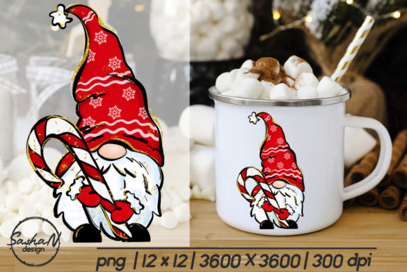 Christmas Gnome with Candy Sublimation Illustrations