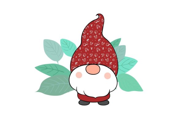 Christmas Gnome with Grass Decoration Illustrations