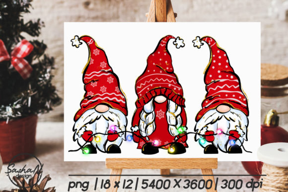 Christmas Gnomes Illustration for Sublimation Design