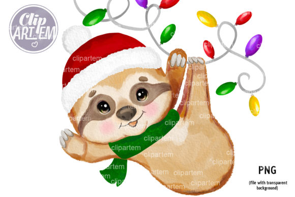 Christmas Sloth Boy New Year PNG Clipart for Crafting and Illustrations