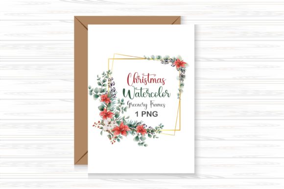 Christmas Watercolor Greenery Frames - Festive Illustrations for Handmade Creations