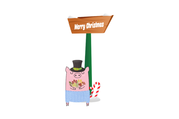 Christmas Wood Board with Animal Illustration