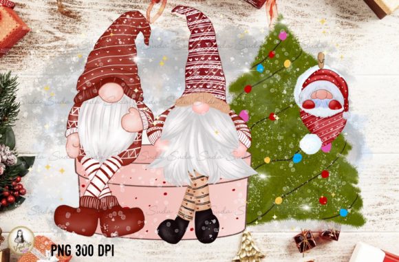 Cute Christmas Gnomes Sublimation Illustrations