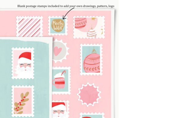 Cute Christmas Santa Postage Stamps Illustrations