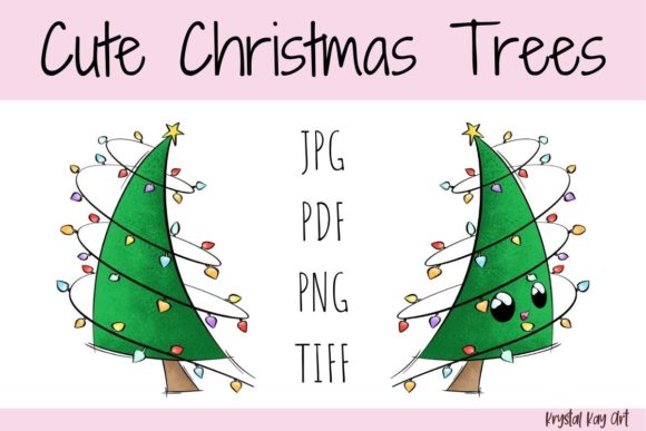 Cute Christmas Tree Illustrations for Digital Sellers
