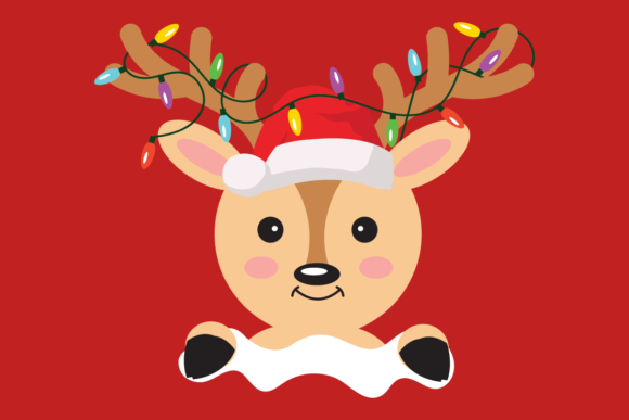 Cute Reindeer Christmas Lights Embroidery