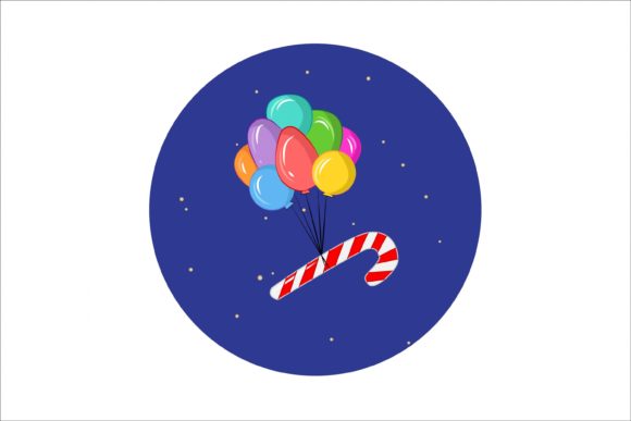 Flying Balloons Carry Christmas Candy Illustration