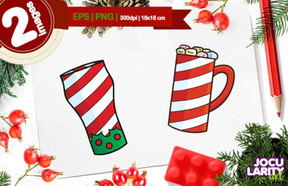 Funny Christmas Glass Cartoon Vector Illustration