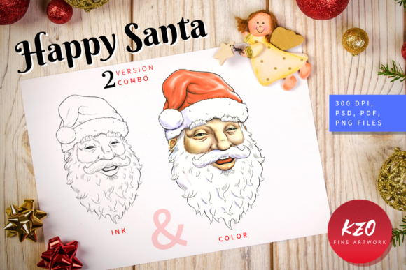 Merry Christmas Happy Santa Graphic Illustrations
