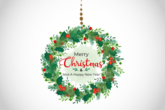 Merry Christmas Wreath Frame Illustrations