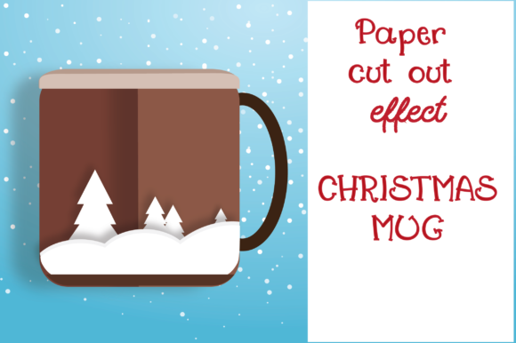 Paper Cut Out Effect Christmas Mug Illustrations