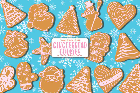 Pink Icing Christmas Gingerbread Cookies Illustrations