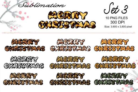 Sublimation Merry Christmas Set 3 Illustrations for Content Publishing