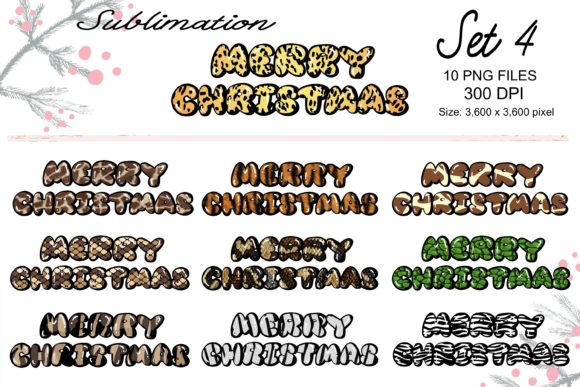 Sublimation Merry Christmas Set 4 Illustrations