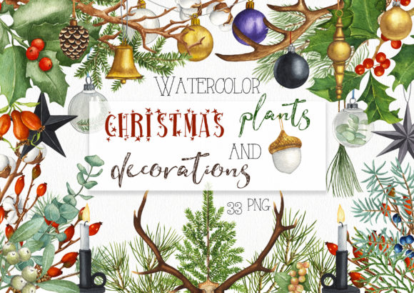 Watercolor Christmas Decoration Illustrations