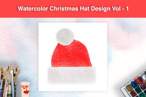 Watercolor Christmas Hat Design Vol - 1 for Illustrations