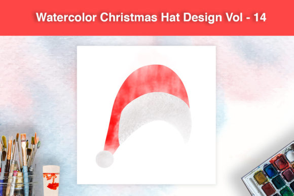 Watercolor Christmas Hat Design Vol - 14 Illustrations