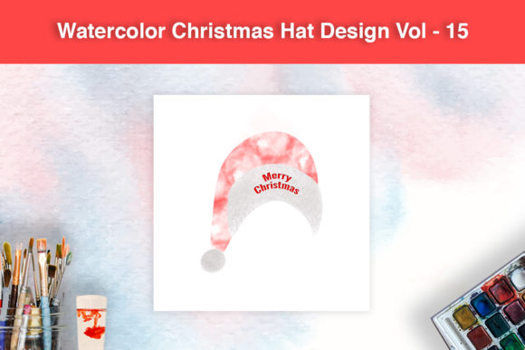 Watercolor Christmas Hat Design Vol - 15 for Illustrations