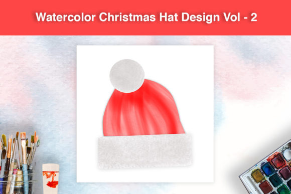 Watercolor Christmas Hat Design Vol - 2 Illustrations